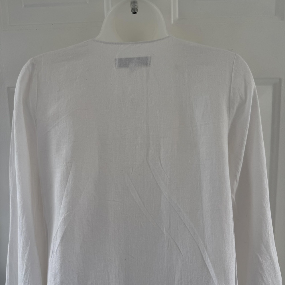 Caroline Constas Brynn Cover Up Womens XS White Blue Embroidered Ruffle Hem - Picture 11 of 16
